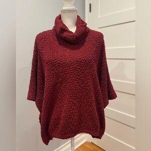 Romeo + Juliet couture Burgundy popcorn knit cowl neck poncho sweater. size L
